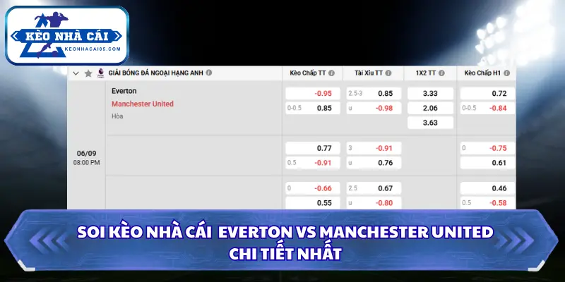 Soi Kèo Nhà Cái Everton vs Manchester United 20h00 Ngày 06/09/2026 - NHA 3 Bảng kèo dự đoán Everton vs Manchester United