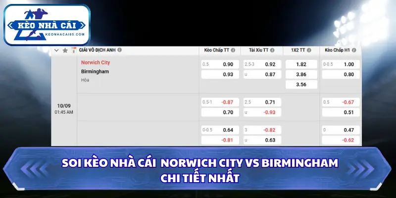 Soi kèo nhà cái Norwich City vs Birmingham qua bảng chi tiết